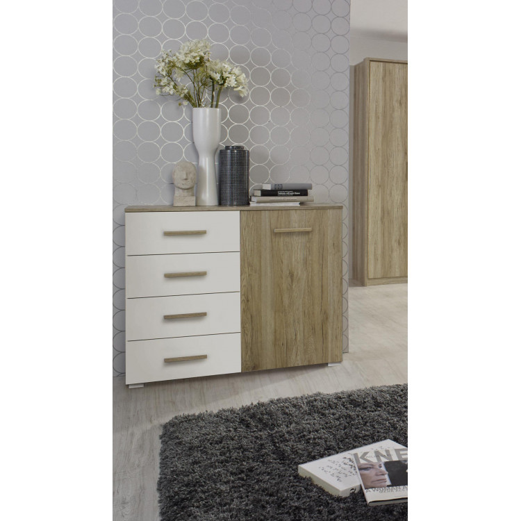 Commode adulte moderne chêne/blanc Mirsa