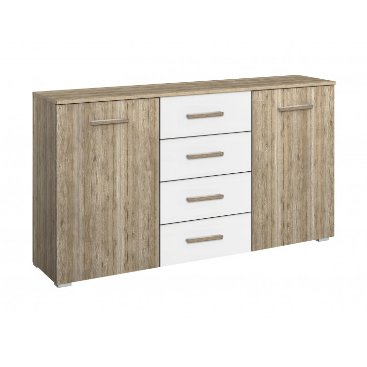 Commode moderne 140 cm chêne/blanc Mirsa