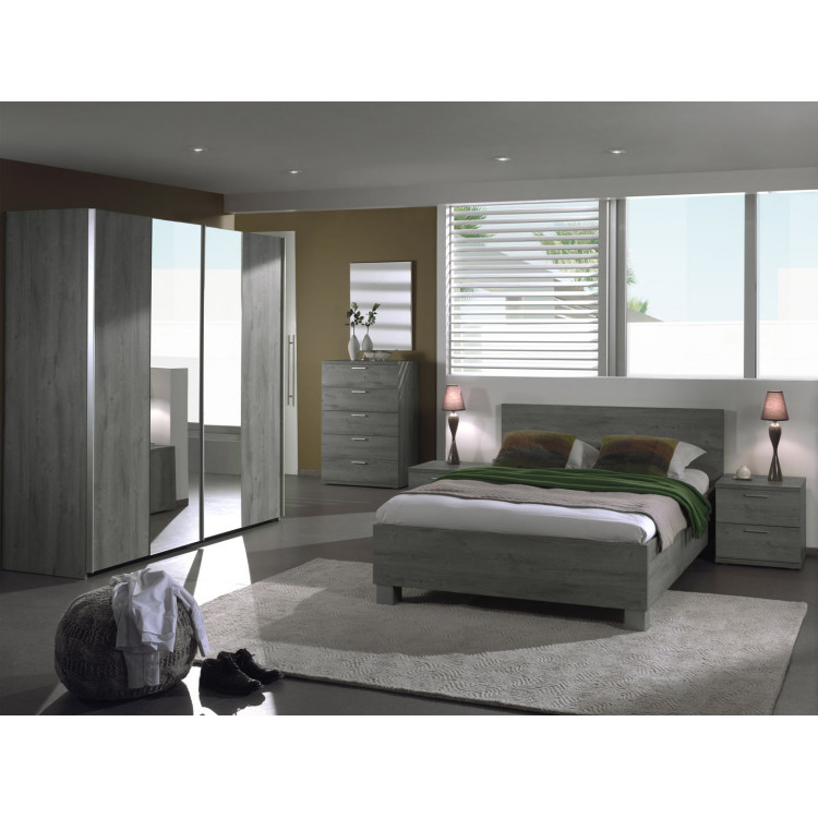 Chambre adulte contemporaine bouleau gris Geraldine