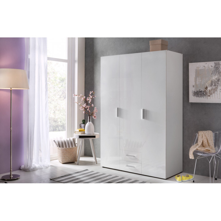 Armoire contemporaine blanche 120 cm Shella