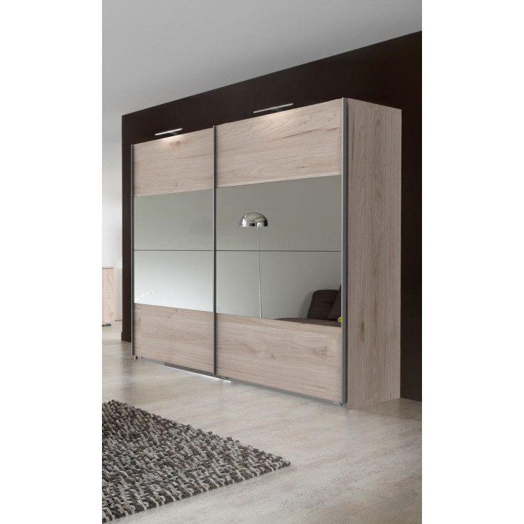 Armoire contemporaine 225 cm chêne clair Serena