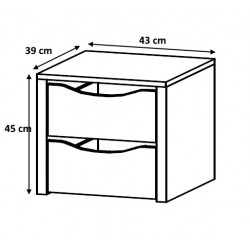 Bloc 2 tiroirs 43 cm Johana