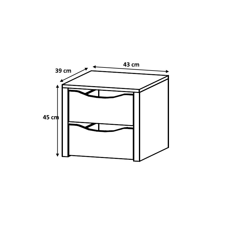 Bloc 2 tiroirs 43 cm Johana