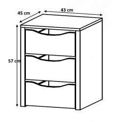 Bloc 3 tiroirs 43 cm Johana