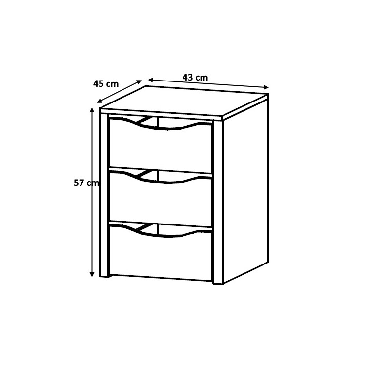 Bloc 3 tiroirs 43 cm Johana
