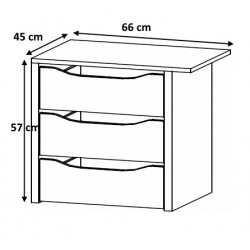 Bloc 3 tiroirs 66 cm Johana