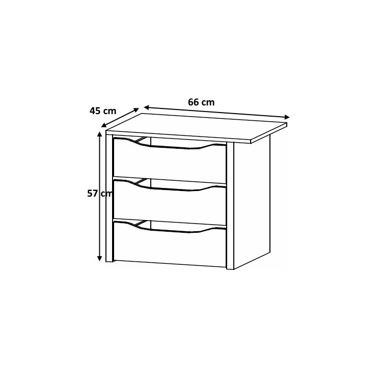 Bloc 3 tiroirs 66 cm Johana