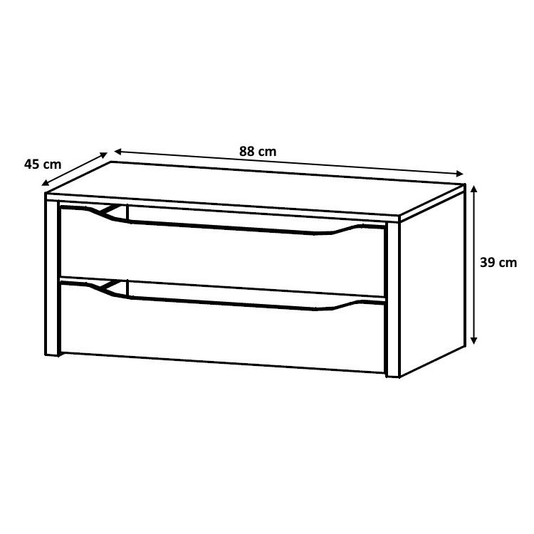 Bloc 2 tiroirs 88 cm Johana