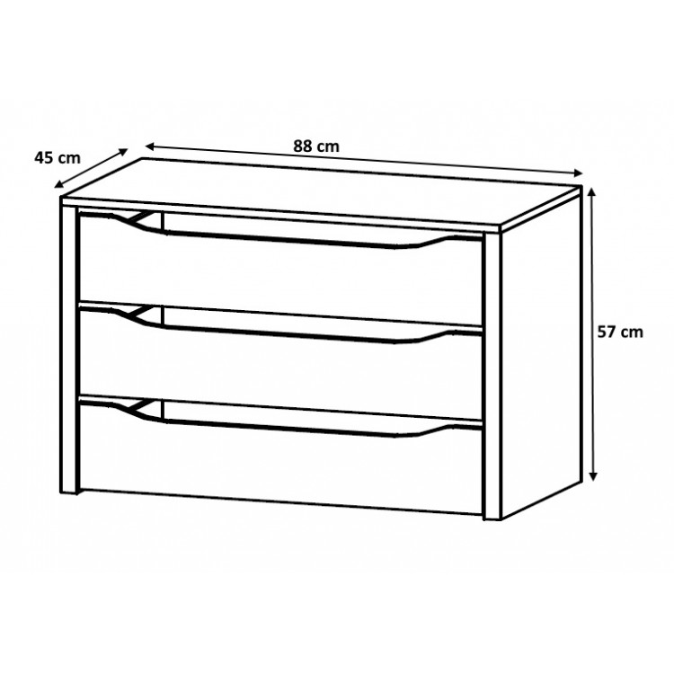 Bloc 3 tiroirs 88 cm Johana