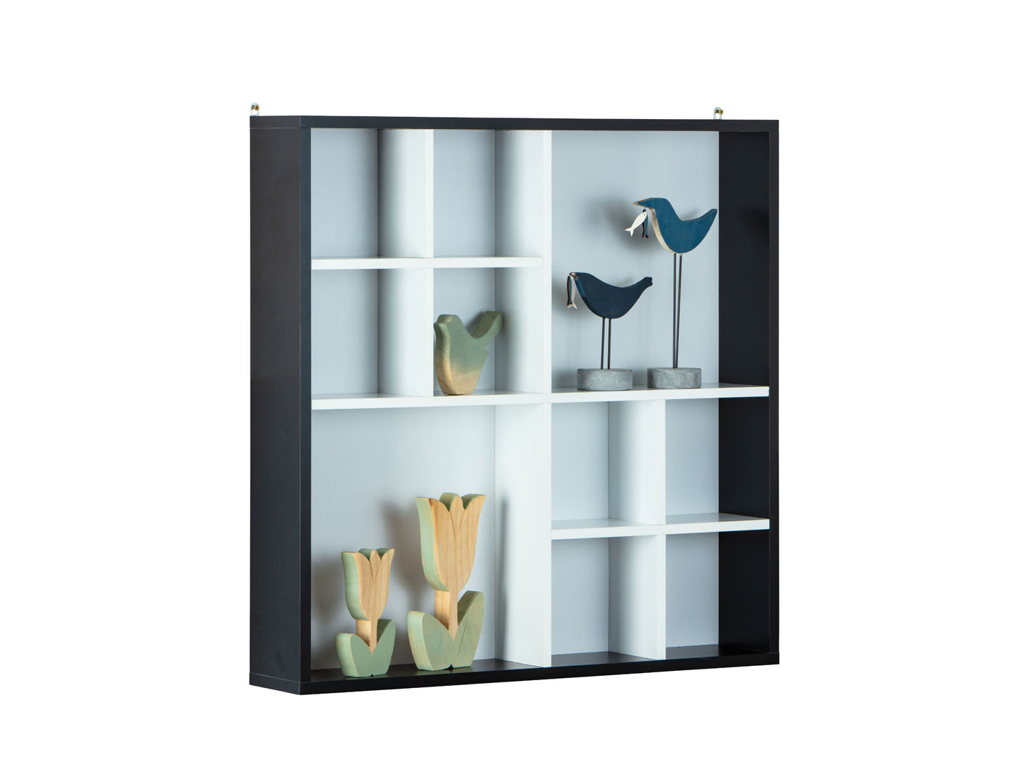 Vitrine murale moderne 70 cm blanc/noir Antonin