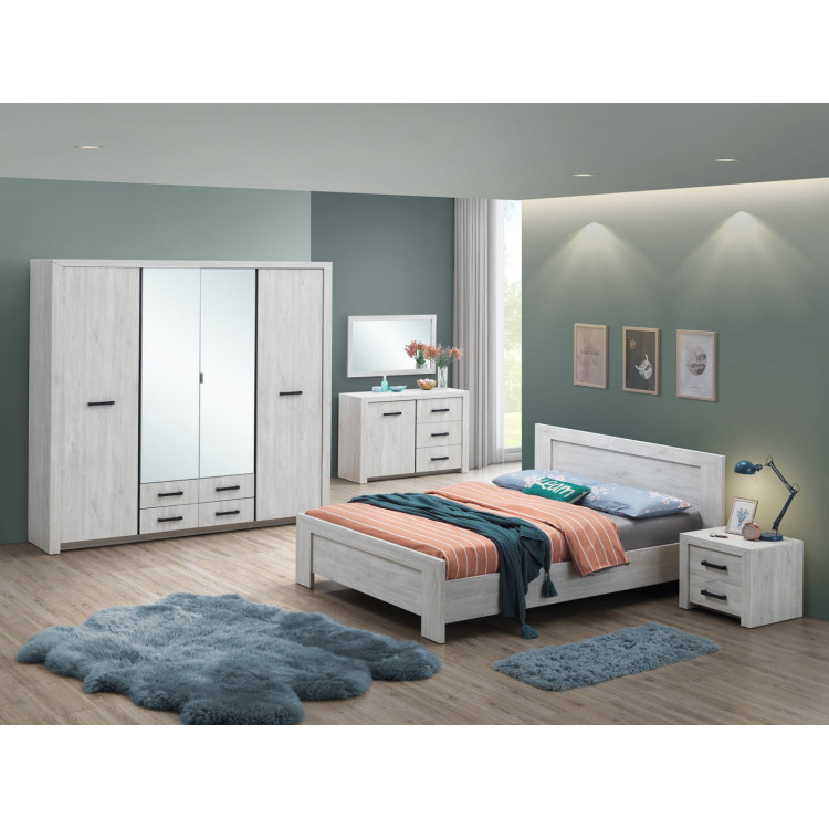 Chambre adulte contemporaine chêne blanc Curtis