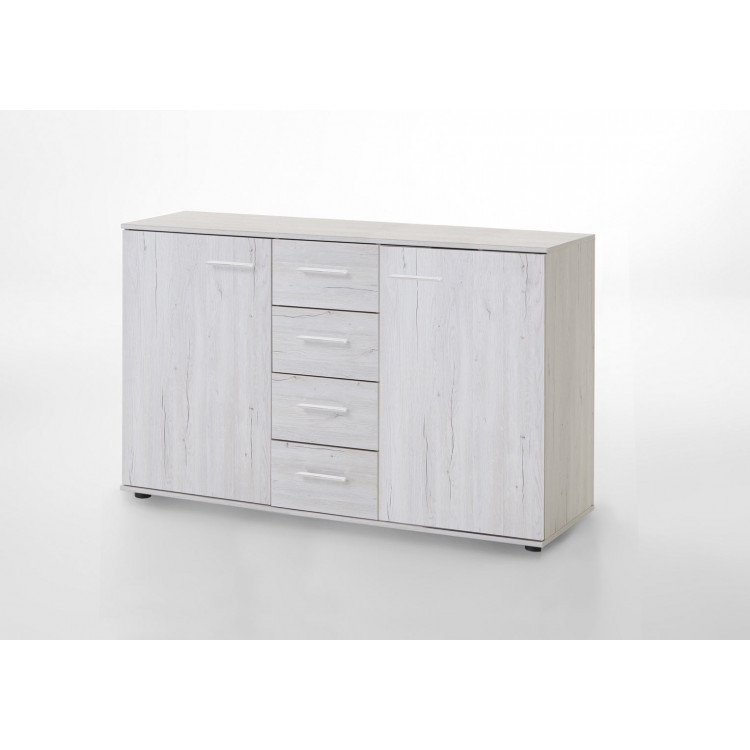 Commode contemporaine 130 cm chêne blanc Estonia I