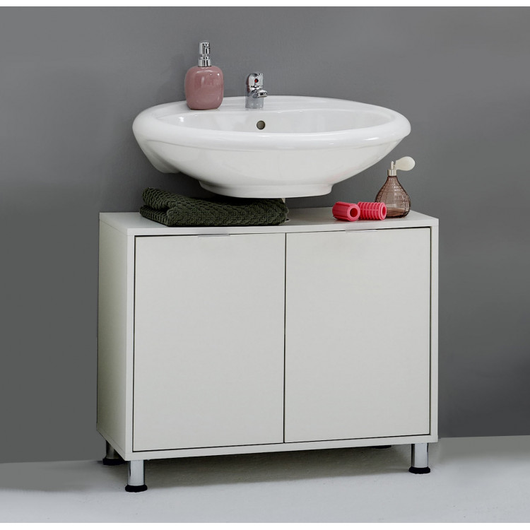 Meuble sous lavabo contemporain blanc Nora