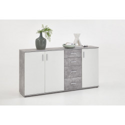 Meuble de rangement contemporain 160 cm blanc/béton Candice