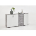 Meuble de rangement contemporain 160 cm blanc/béton Candice
