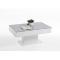 Table basse moderne blanc brillant/béton Violaine