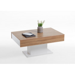 Table basse moderne blanc brillant/chêne Violaine