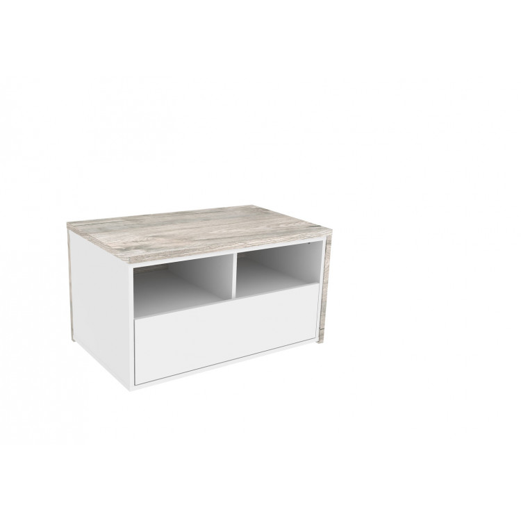 Table basse contemporaine modulable blanc/chêne Fannie