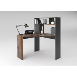 Bureau d'angle contemporain chêne foncé/anthracite Colombia