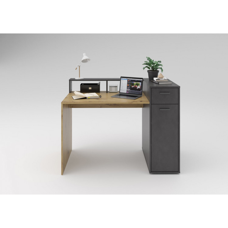 Bureau droit contemporain chêne naturel/anthracite Yukon