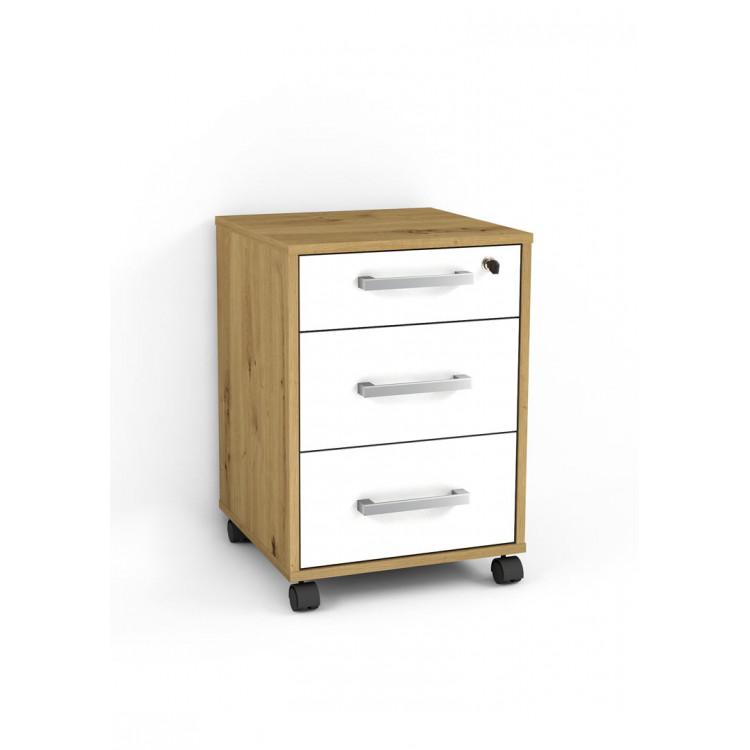Caisson de bureau contemporain chêne/blanc Texas
