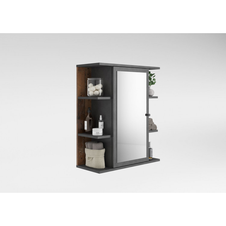 Armoire de toilette moderne chêne foncé/anthracite Dolores