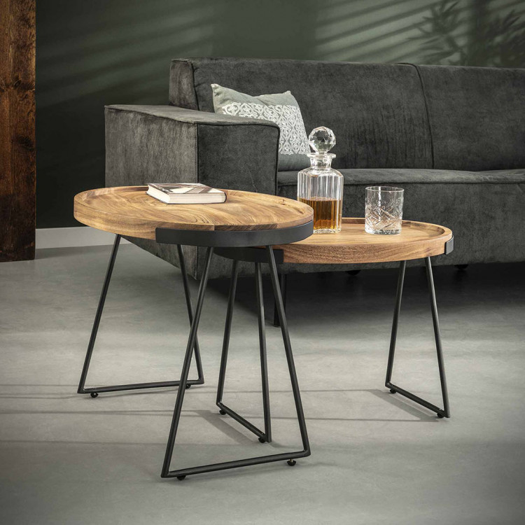 Set de tables d'appoint en bois massif Julie