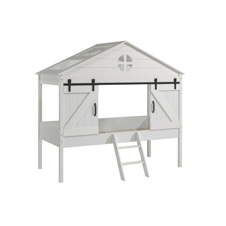 Lit cabane enfant moderne blanc laqué Blondie