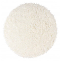 Tapis rond crème à longues mèches tufté main uni Liminka