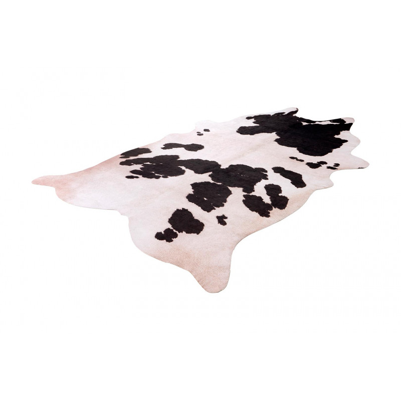 Tapis Imitation Peau De Vache Noir Et Blanc - Décoratif, Confortable Et Antidérapant Pour Salon Et Chambre - 102x80 Cm