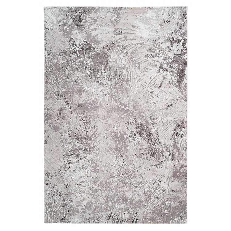 Tapis moderne rectangle rayé en polyester taupe Virginia