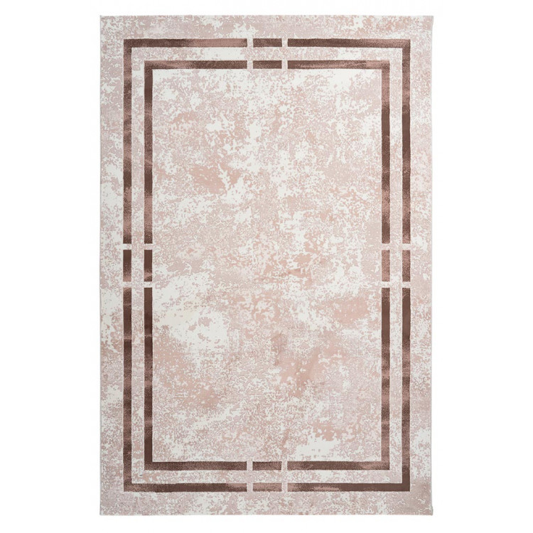 Tapis contemporain beige à courtes mèches rectangle Orellana