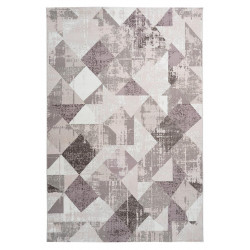 Tapis vintage polyester rectangle taupe rayé Monto