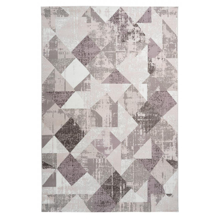 Tapis vintage polyester rectangle taupe rayé Monto