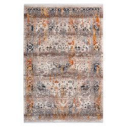 Tapis avec franges taupe rectangle vintage Hedmark