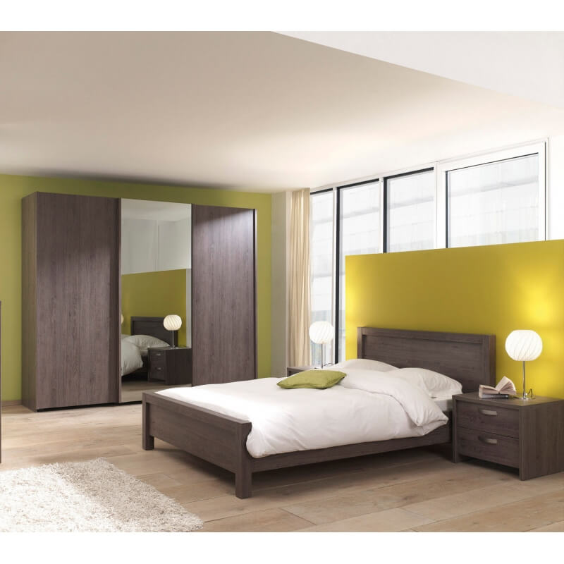 Chambre adulte moderne chêne foncé Celeste | Matelpro