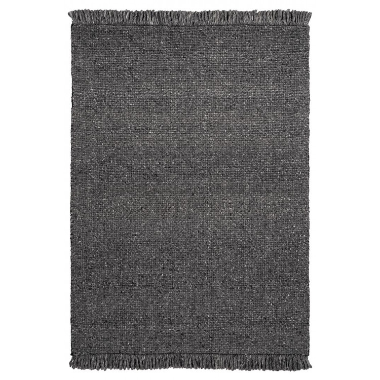 Tapis moderne beige avec franges en laine et viscose