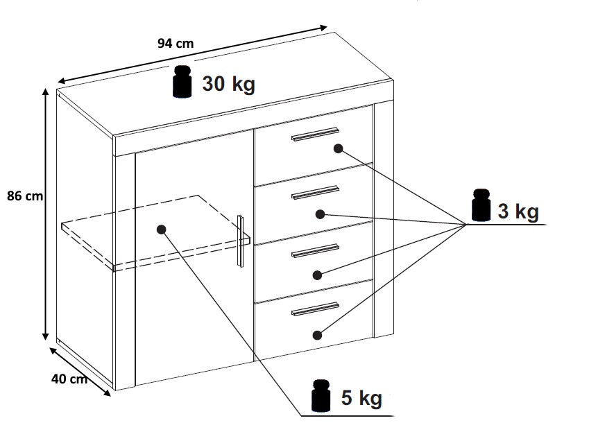 Meuble de rangement scandinave pour bureau Aurora