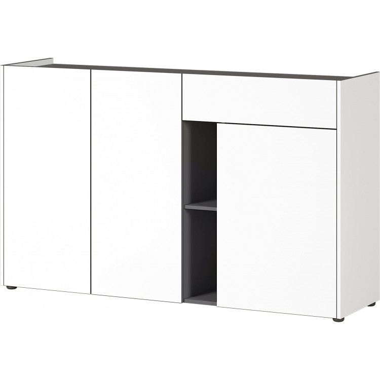 Buffet/bahut moderne blanc/graphite Vahina