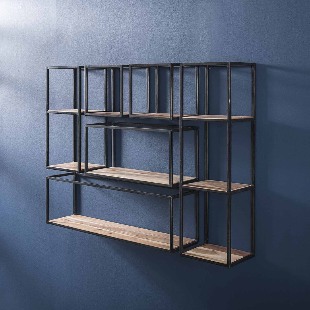 Etagère murale en bois massif et métal Louis II Matelpro