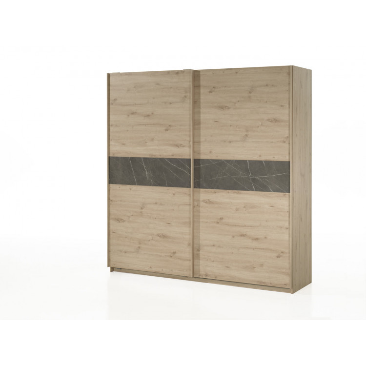 Armoire adulte contemporaine chêne/gris marbré Leonia