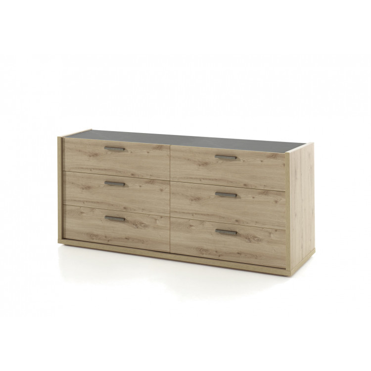 Commode adulte contemporaine chêne/gris marbré Leonia