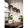 Suspension vintage en verre foncé 3 lampes Benjamin