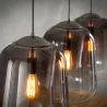 Suspension vintage en verre foncé 3 lampes Benjamin