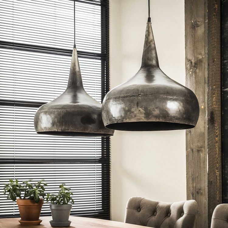 Suspension industrielle en métal argenté 2xØ40 cm Kévin