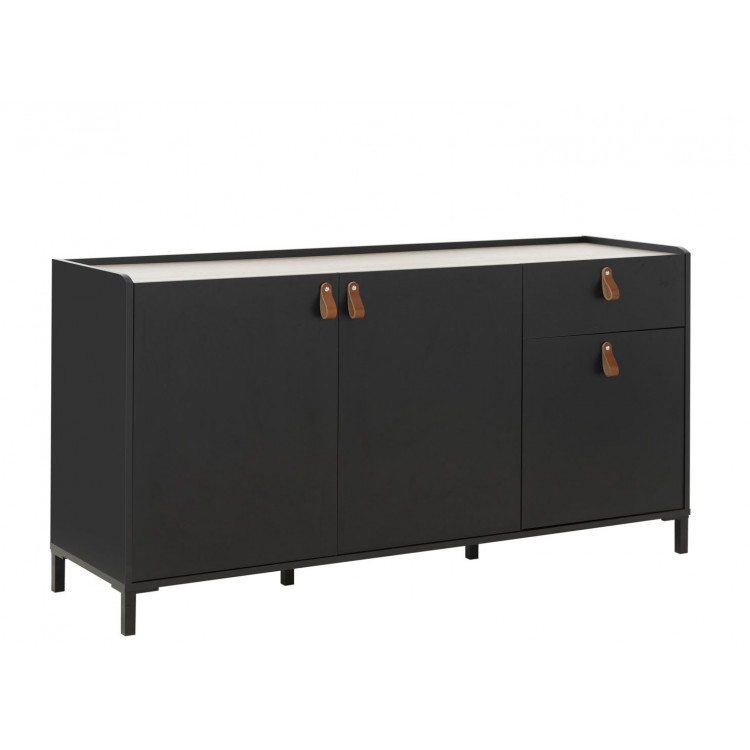 Buffet/bahut industriel 160 cm chêne/noir Magali