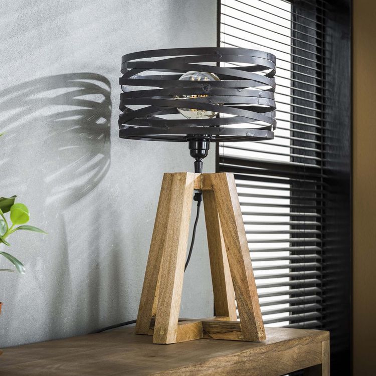 Lampe de table contemporaine en métal et bois Florian