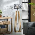 Lampadaire contemporain en m&eacute;tal et bois Florian