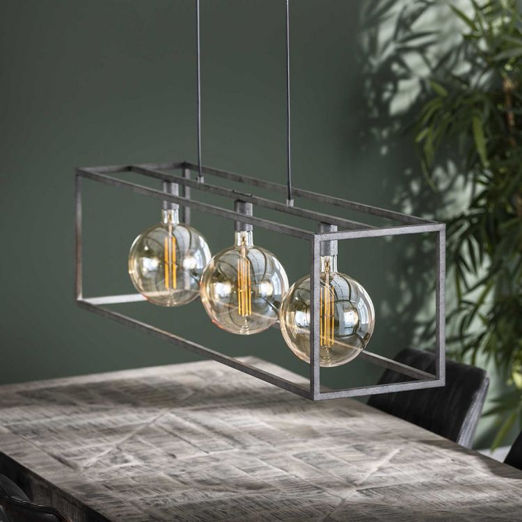 Suspension industrielle en métal argenté 3 lampes Gaston Suspension industrielle en métal argenté 3 lampes Gaston