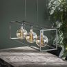 Suspension industrielle en métal argenté 3 lampes Gaston